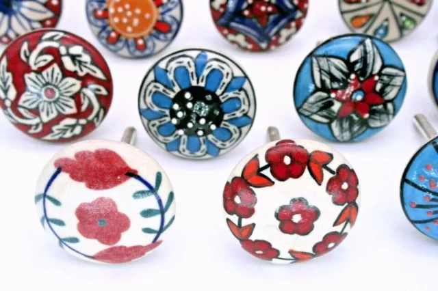 Handpainted Colorful Knobs Ceramic Door Handle Drawer Cabinet Mix Lot of 30 Pcs