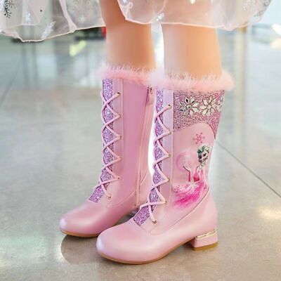 Frozen2 Winter Kids Girls ELSA Princess Cosplay Party Plush Fleece High Boots