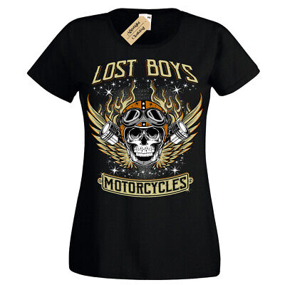Lost boys Motorcycles T-Shirt biker clothing skull Womens Ladies