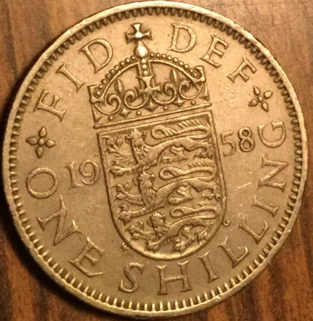 1958 Uk Gb Great Britain One Shilling Coin