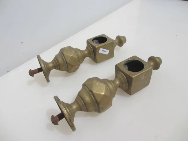 Antique Brass Curtain Pole Holder Brackets Old Rail Hangers Victorian Airer Ends
