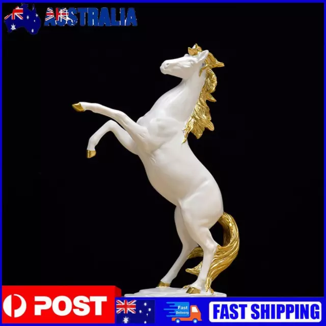 Resin Horse Creative Sculptures Waterproof Animal Statue for Home Room (White)