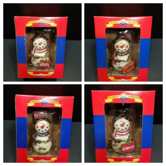 NCAA Christmas Figurines - Arkansas, Nebraska, Oklahoma State, Texas Tech