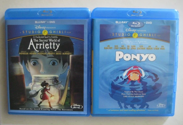 SECRET WORLD OF ARRIETTY/PONYO LOT (2) STUDIO GHIBLI Disney Blu-ray/DVD