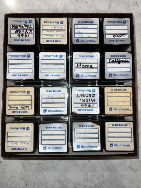 (lot of 16)  Vintage  Bell & Howell Projector 35mm SLIDE CUBE STORAGE TRAY / BOX