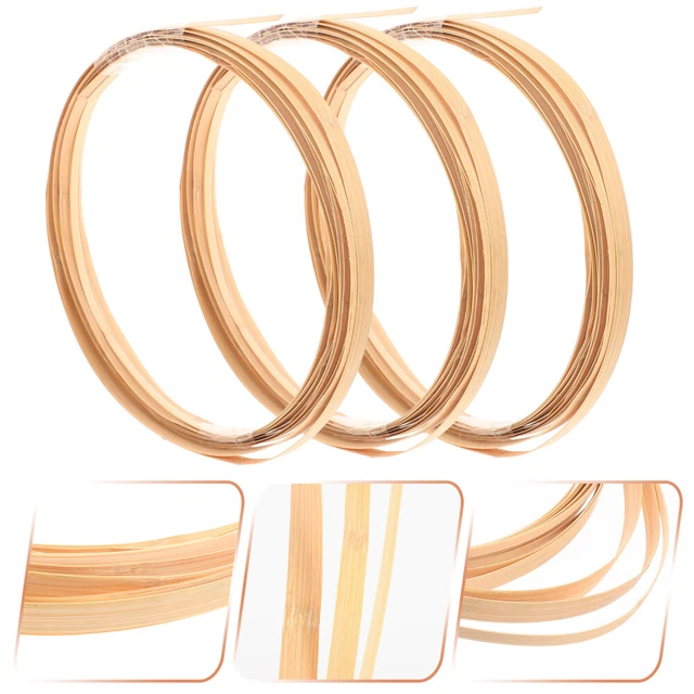3 Rolls Lattes De Bambou Matériau En Trousses Bricolage Panier Bois Bande Plate