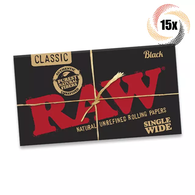 15x Packs Raw Black Rolling Papers | Single Wide | 100 Per Pack | 2 Free Tubes!