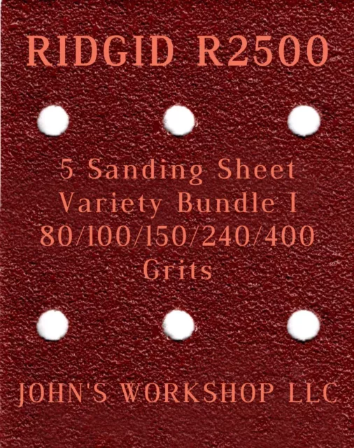 RIDGID R2500 - 80/100/150/240/400 Grits - 5 Sandpaper Variety Bundle I