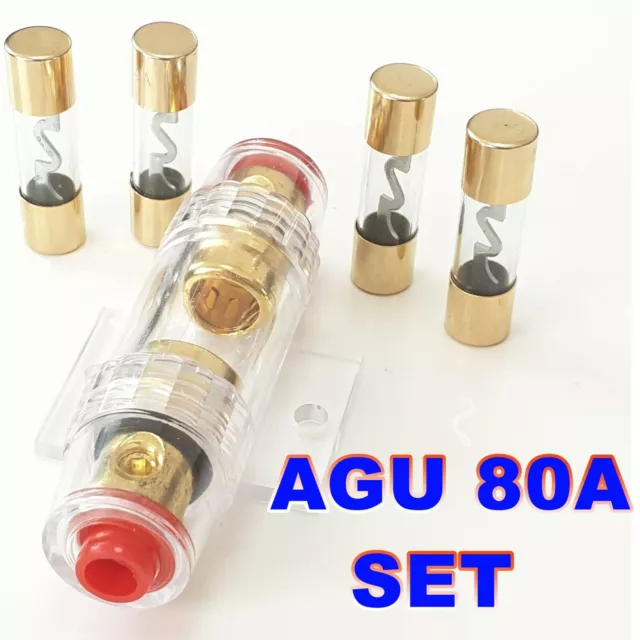 AGU Sicherungshalter inkl. 4x 80A Strom 6-20 mm² für AGU Sicherung Auto HiFi