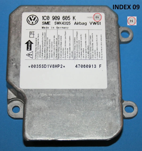 VW POLO 9N3 Airbag Crash Control Sensor Module Unit 1C0909605K Index 09