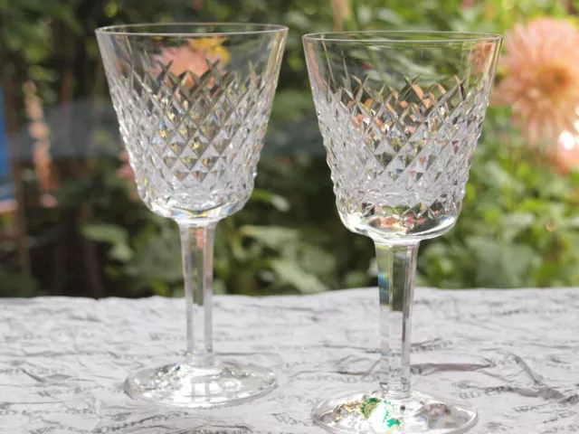 Waterford Crystal Alana Claret Wine Glasses Pair Mint in Original Box 3