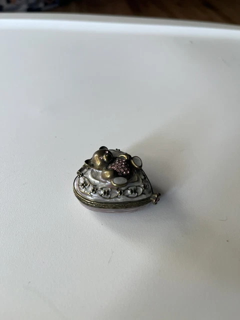 Nobility Bejeweled Heart Teddy Bear Trinket Box Vhtf Great Condition