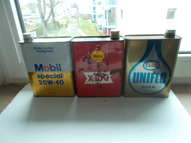 Konvolut   Öldosen ESSO Shell Mobiloil  Oldtimergarage Deko Tankstelle Benzin