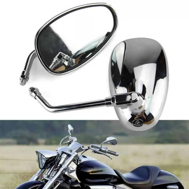 1 Paar 10mm Chrom Chopper Motorrad Spiegel Rückansicht für Honda Kawasaki Suzuki