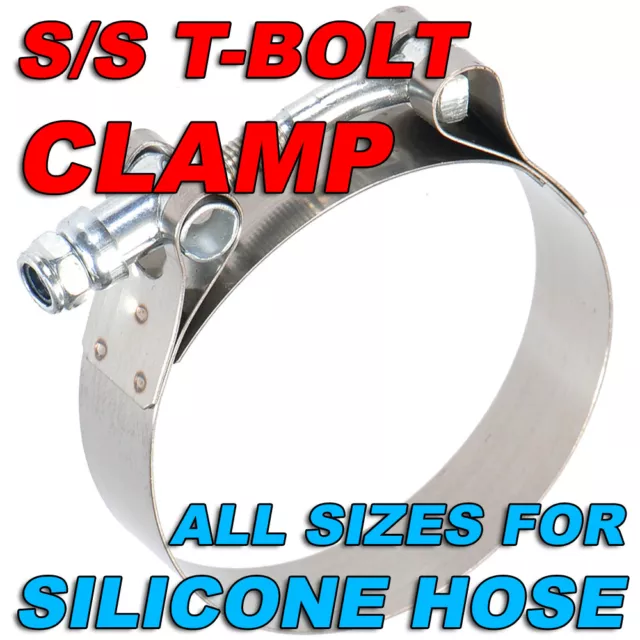 Stainless Steel T-Bolt Hose Clamp for Silicone Hose - All Sizes from 2" to 5"