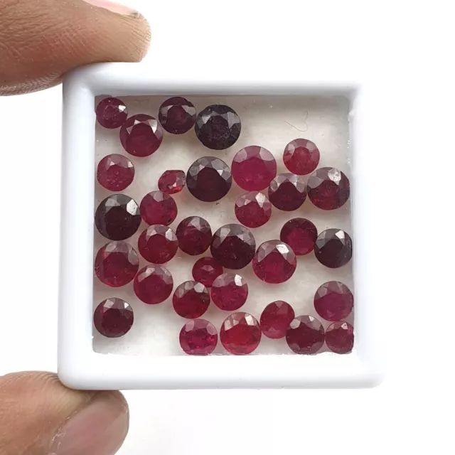 Naturel Rubis Rond à Facettes en Gros Lot 12 Pièces Desseré Gemme 5-6 MM 10 CT