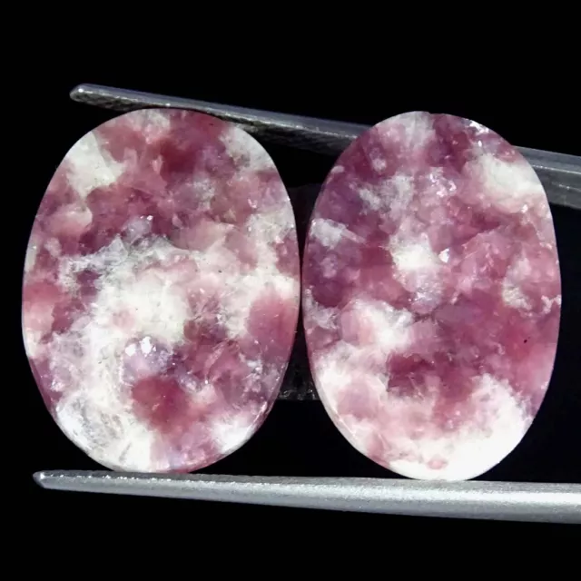 21.20Cts Natural Pair Lepidolite Loose Oval Cabochon Gemstones
