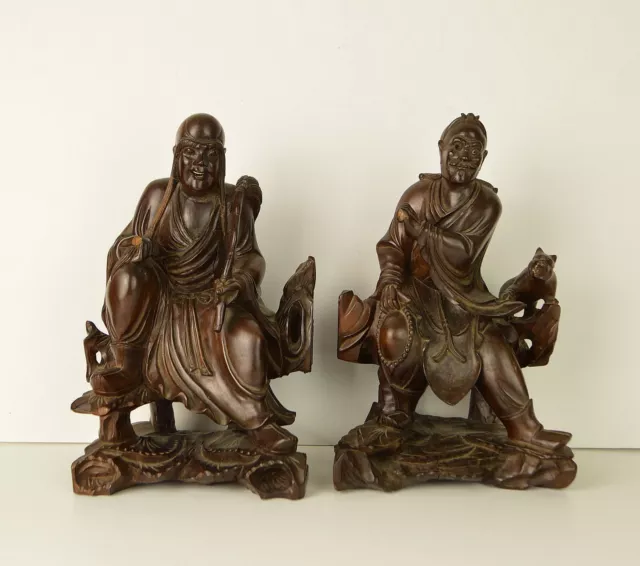 2 Very Fine Chinese Hardwood Figures 19th century
