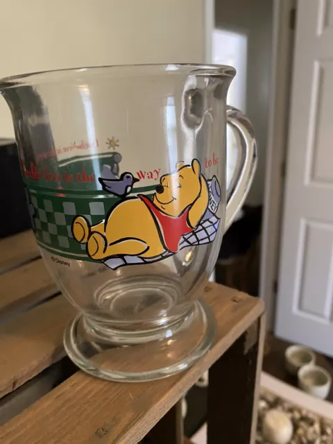 Vintage Disney Winnie The Pooh “Bother Free” 16 oz. glass Coffee mug. Free Shipp