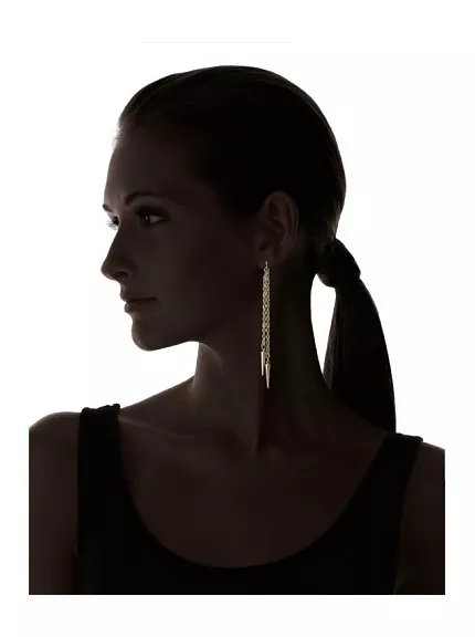 JULES SMITH - Zoe Bullet Earrings in Yellow Gold 1970s Stud Dangle Drop Couture 2