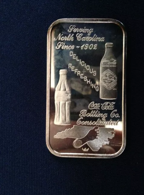 1977 World Wide Mint Coca Cola Charlotte NC WWM-75 Silver Art Bar E4976