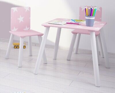 Kids Child Star Table + 2 Chair Set Pink Themed Playroom Bedroom Boy Girl Play