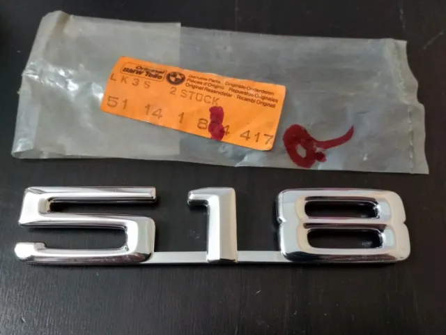 BMW E28 "518" plugged in trunk lid emblem !!NEW!! NLA GENUINE 51141874417