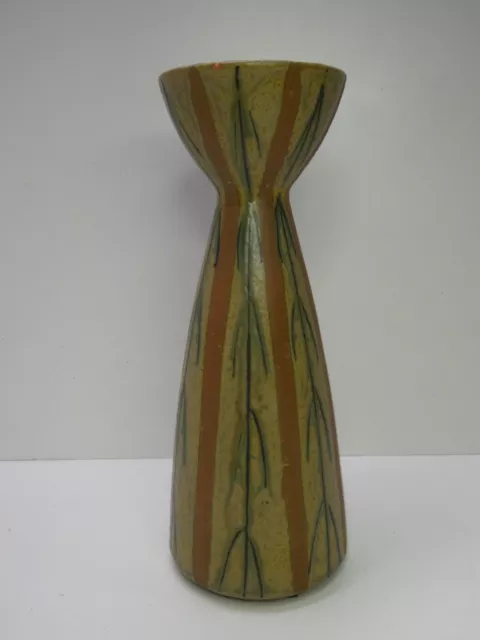 Vintage Mid Century Italian Pottery Ceramic Vase Hand Painted Design
