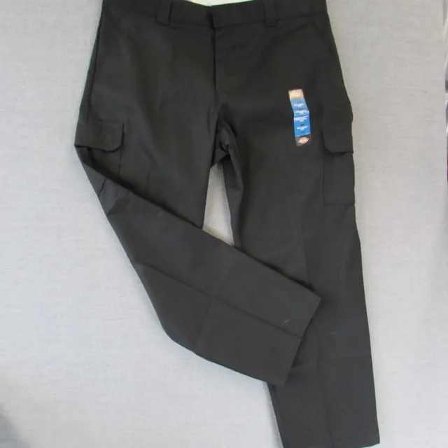 Dickies Cargo black pants 44x32 relaxed fit work casual straight flat front NEW