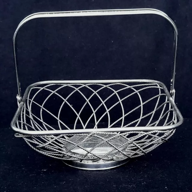 Corbeille panier pain fruits en métal argenté art déco
