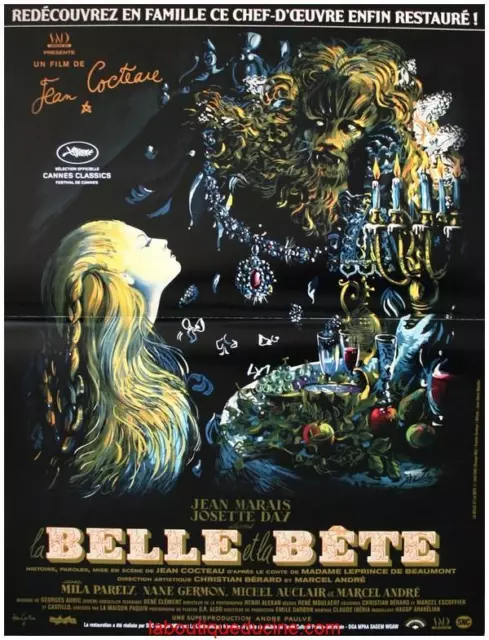 LA BELLE ET LA BETE Affiche Cinéma Originale 53x40 Movie Poster JEAN COCTEAU R13