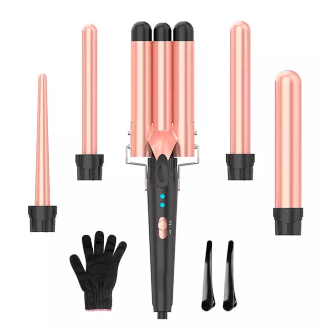 Xuerebs 5 In 1 Interchangeable Ceramic Hair Curler Wand Set Styling Curling Iron