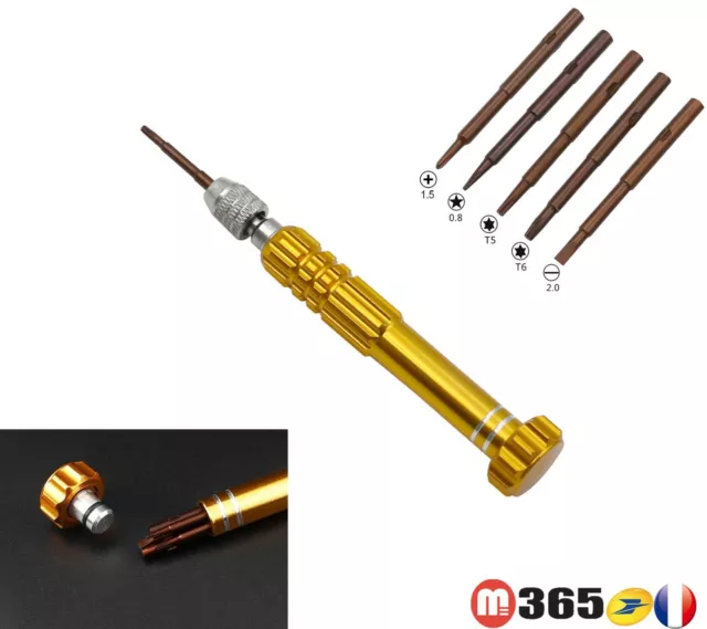 5en1 Tournevis de précision  Réparation téléphone Torx cruciforme plat Pentalobe