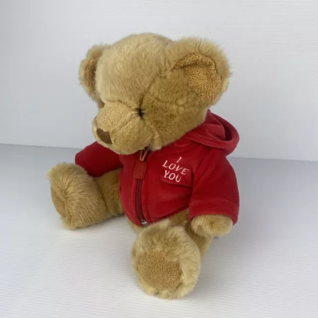 Russ Berrie Honey Bear Plush 22cm Brown Teddy Jacket Hoodie I Love You No. 90334 2