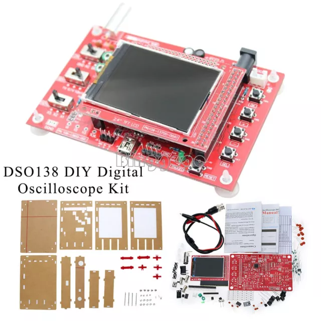 Dual Alligator Clip DSO138 Digital Oscilloscope 2.4" TFT+Probe Welded/Assembled