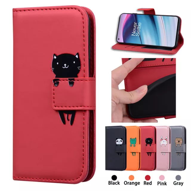 Cute Animal Leather Case For Samsung A73 A54 A33 A22 A12 Wallet Flip Phone Cover