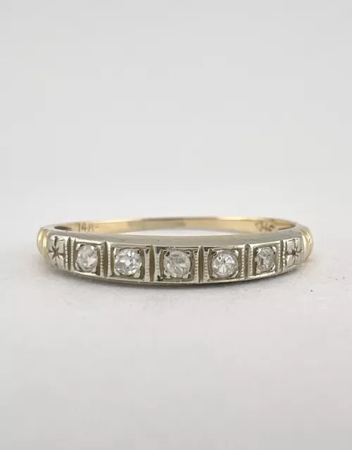 Antique Art Deco 14K Yellow Gold & Platinum Top Old European Cut Diamond Ring