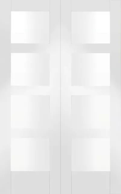 Internal Shaker White Primed Rebated Door Pair with Clear Glass Product Code GWP