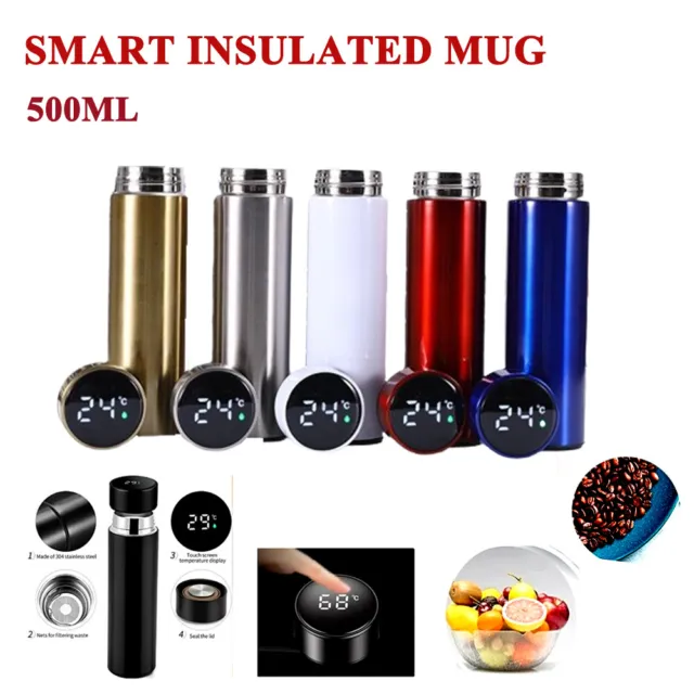 Smart Insulated Mug Stainless Steel Vacuum Cup Thermos Bottle LED Display 500ML 2