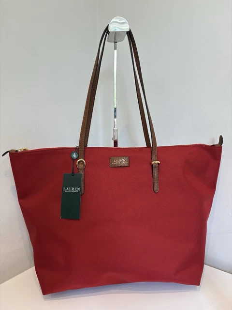 RALPH LAUREN NYLON Chadwick Medium Tote Bag, Red PicClick UK