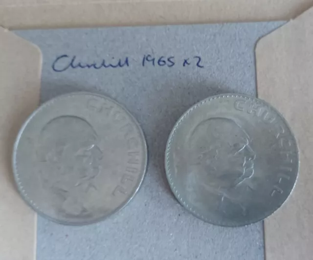 1965 Queen Elizabeth II Churchill Commemorative Crown Coin X2