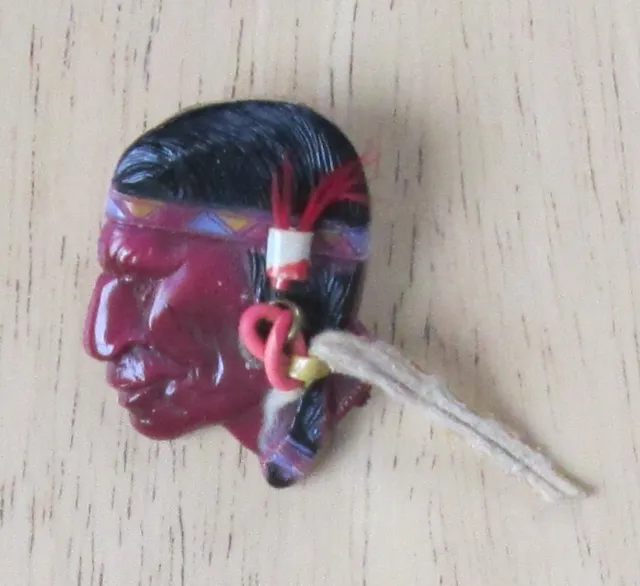 Antique Native American Indian Celluloid Brooch Pin Chief