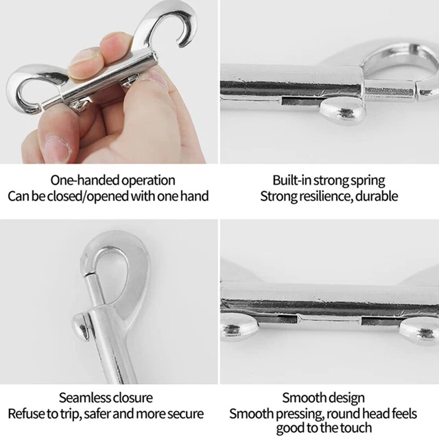 Double Ended Bolt Snap Hooks Heavy Duty Trigger Chain Marine Grade Metal Clip EO