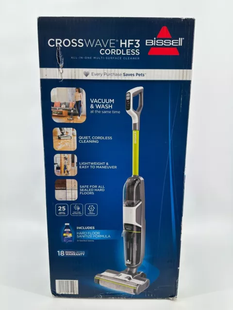 BISSELL Crosswave HF3 Cordless Wet/Dry Vacuum Cleaner and Mop,  Multi-Surface and Hardwood Floor Cleaner, 3649A,White/Blue/Black