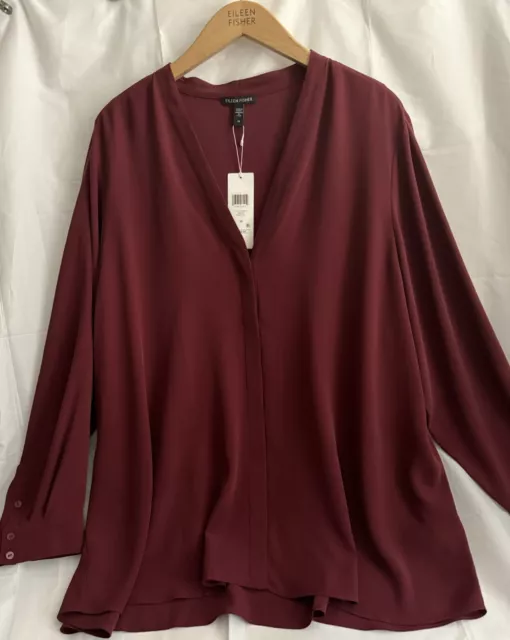 Eileen Fisher DKSBY VNK Silk Blouse L/ Slv  Size 2X