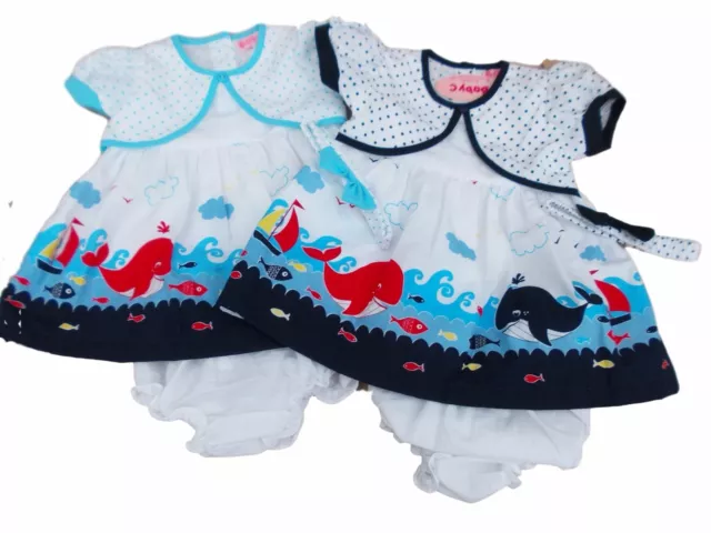 BNWT Baby girls blue summer whale dress Clothes outfit. 6-12m 12-18m 18-24 mths