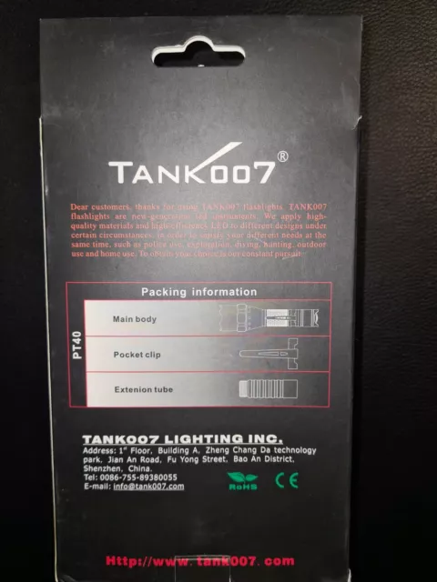 Taschenlampe Tank007 High Performance LED Flashlight PT40 NEU 2