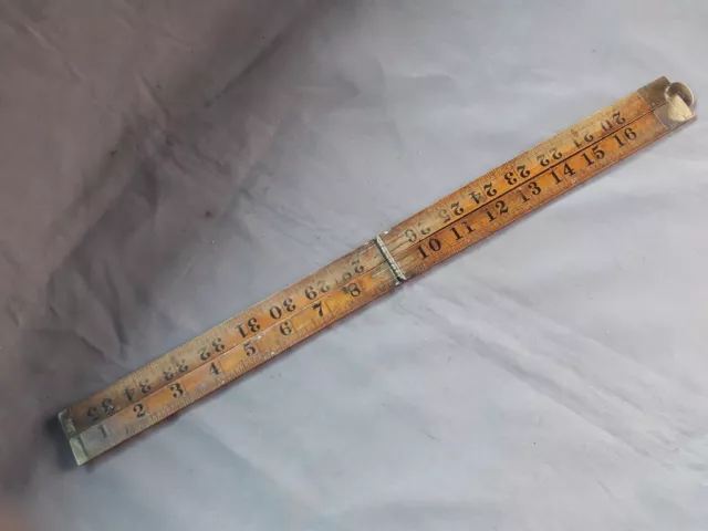 VINTAGE RABONE 3 FOOT RULE - No 1167 - BOXWOOD/BRASS  -  MADE IN ENGLAND .
