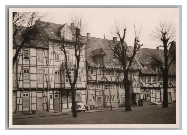 Lemgo 1958 - half-timbered houses building car - old photo 1950s