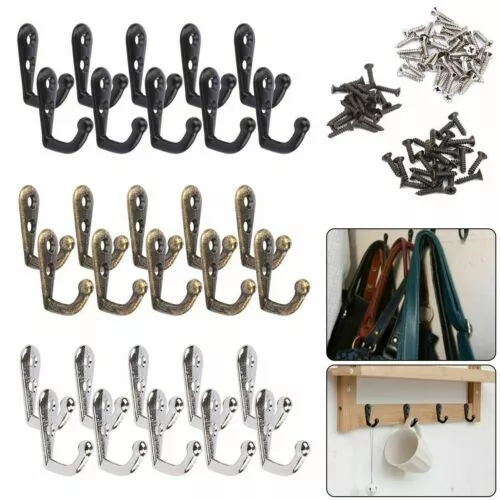 10/30Pcs Hanging Metal Single Hook Clothes Hat Coat Robe Wall Door Hangers Hooks